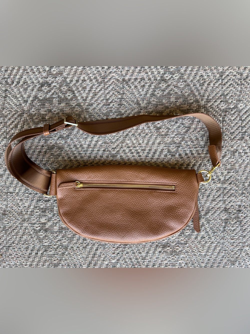 NWOT Quince Italian Pebbled Leather Sling Bag Cognac Crossbody Purse - Picture 11 of 15